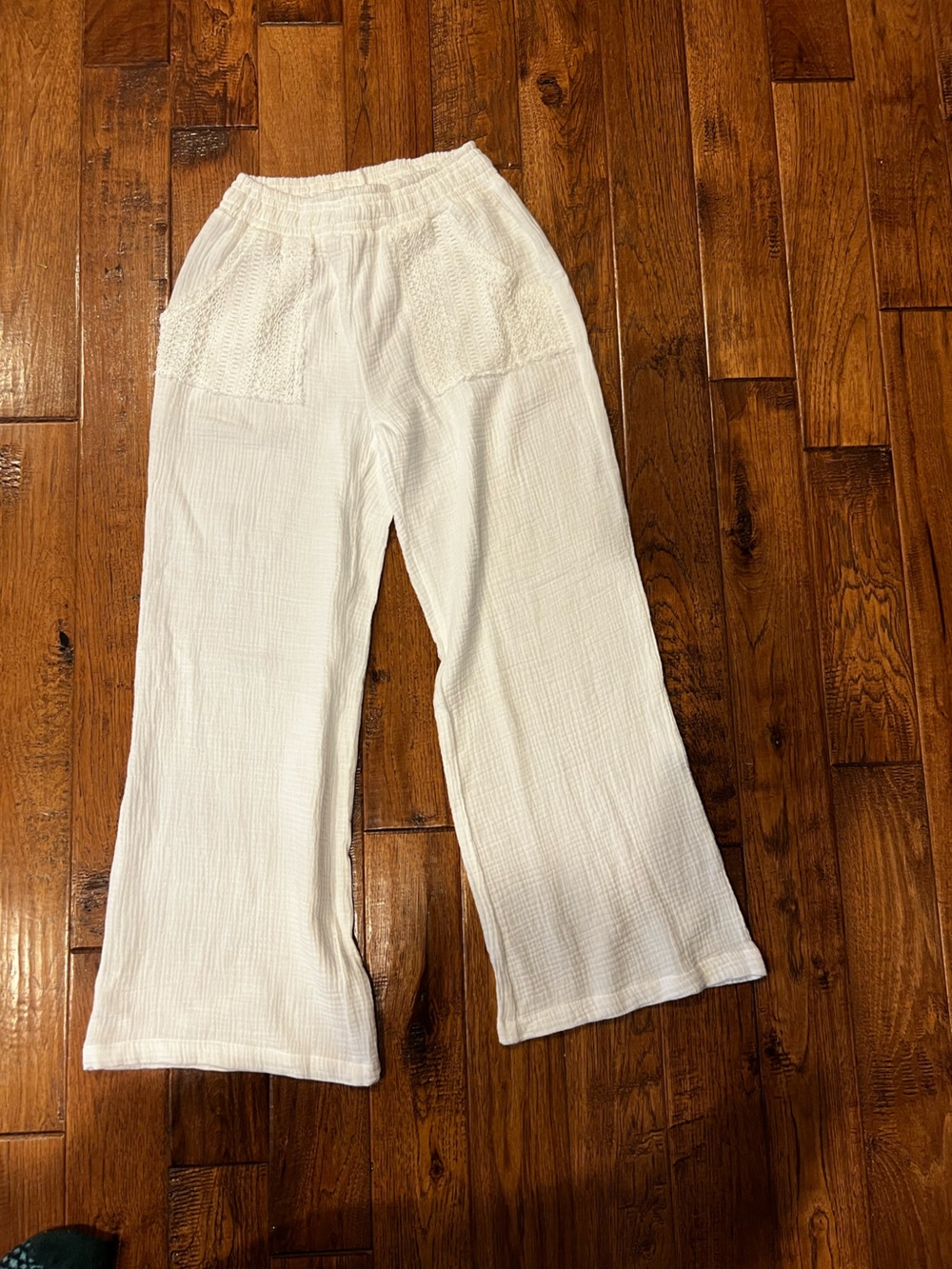 Ocean Drive White Straight-Leg Gauze Pants